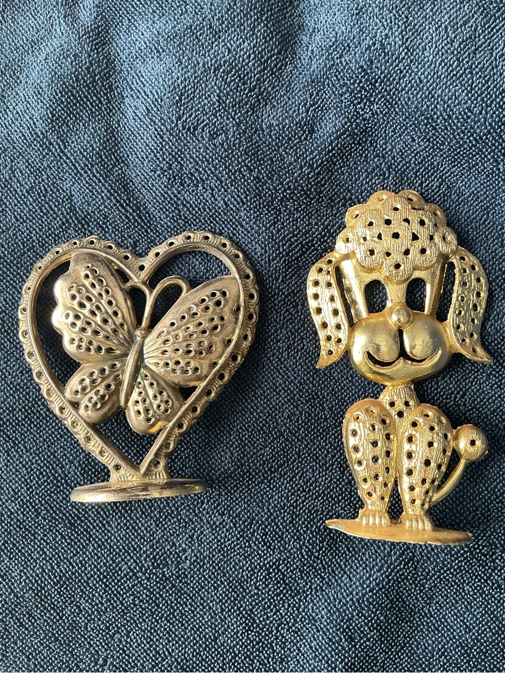 Bundle of 2 Vintage Torino Earring Holders Poodle Butterfly